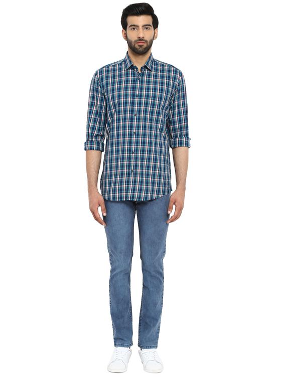 blue checkered casual shirt - 17695983 - Standard Image - 4