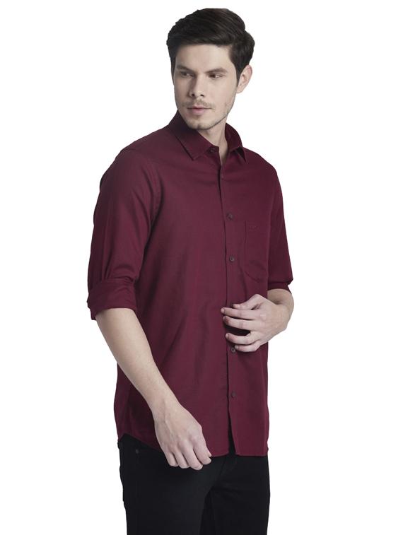 maroon solid casual shirt - 17696073 -  Standard Image - 1
