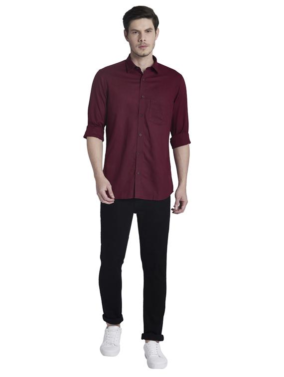 maroon solid casual shirt - 17696073 - Standard Image - 4