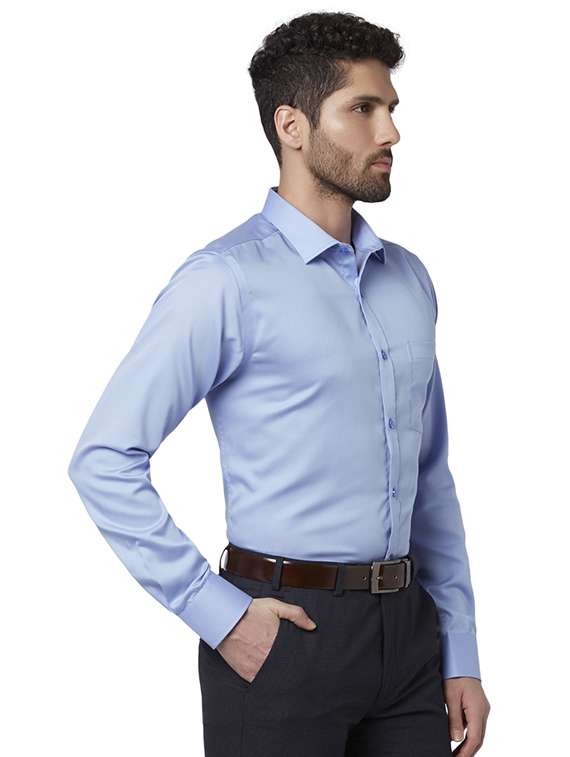 light blue solid formal shirt - 17696318 - Standard Image - 1