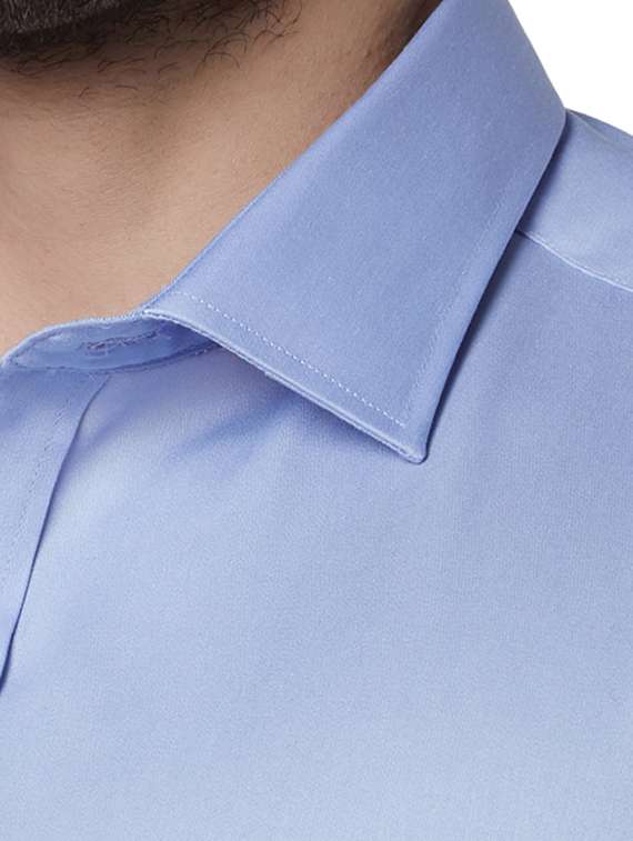 light blue solid formal shirt - 17696318 - Standard Image - 4