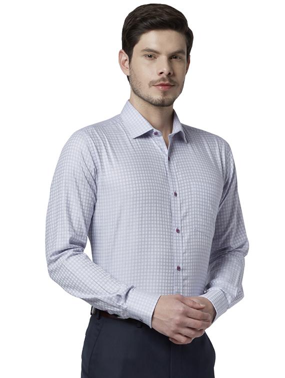 grey checkered formal shirt - 17696489 - Standard Image - 1