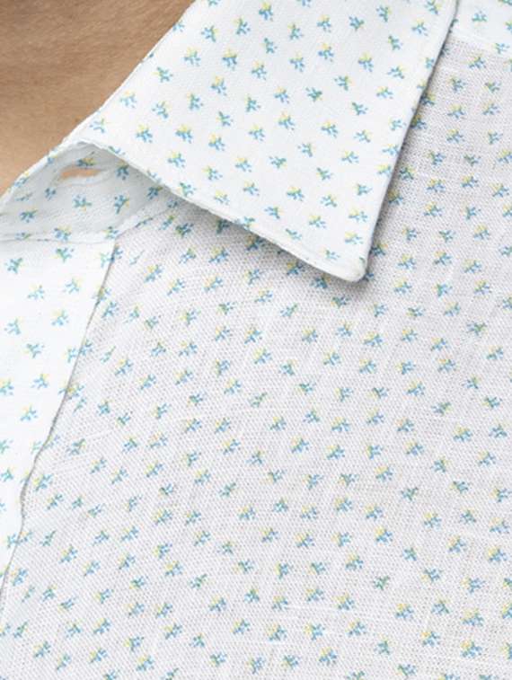 white printed linen formal shirt - 17696609 -  Standard Image - 4