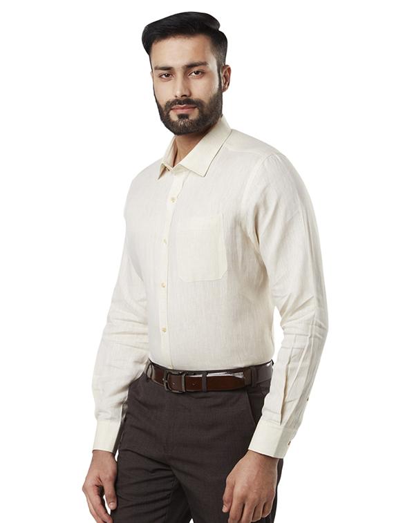 yellow solid linen formal shirt - 17696642 -  Standard Image - 1