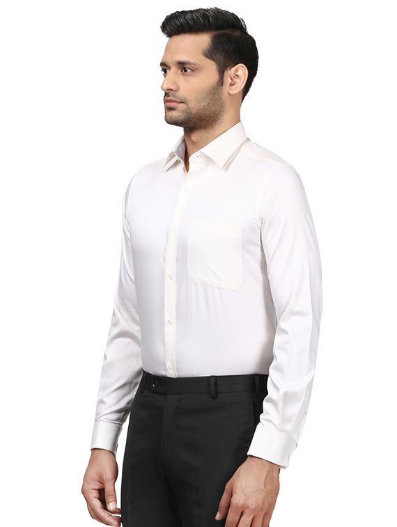 cream solid formal shirt - 17696810 -  Standard Image - 1