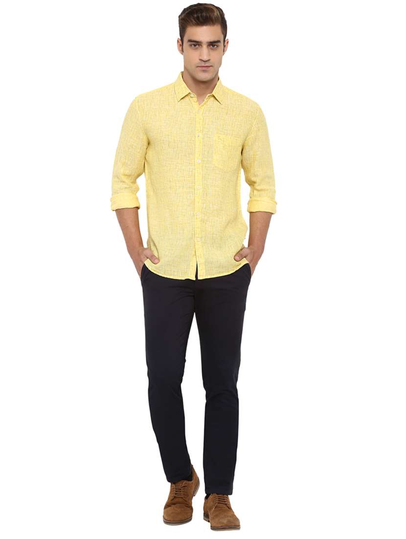 navy blue solid flat front casual trouser - 17697258 - Standard Image - 4