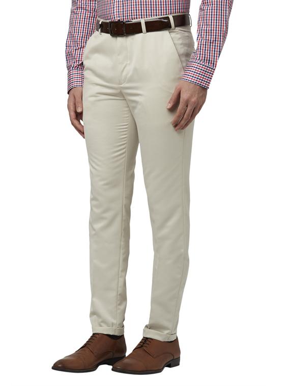 cream solid flat front formal trouser - 17697305 - Standard Image - 1