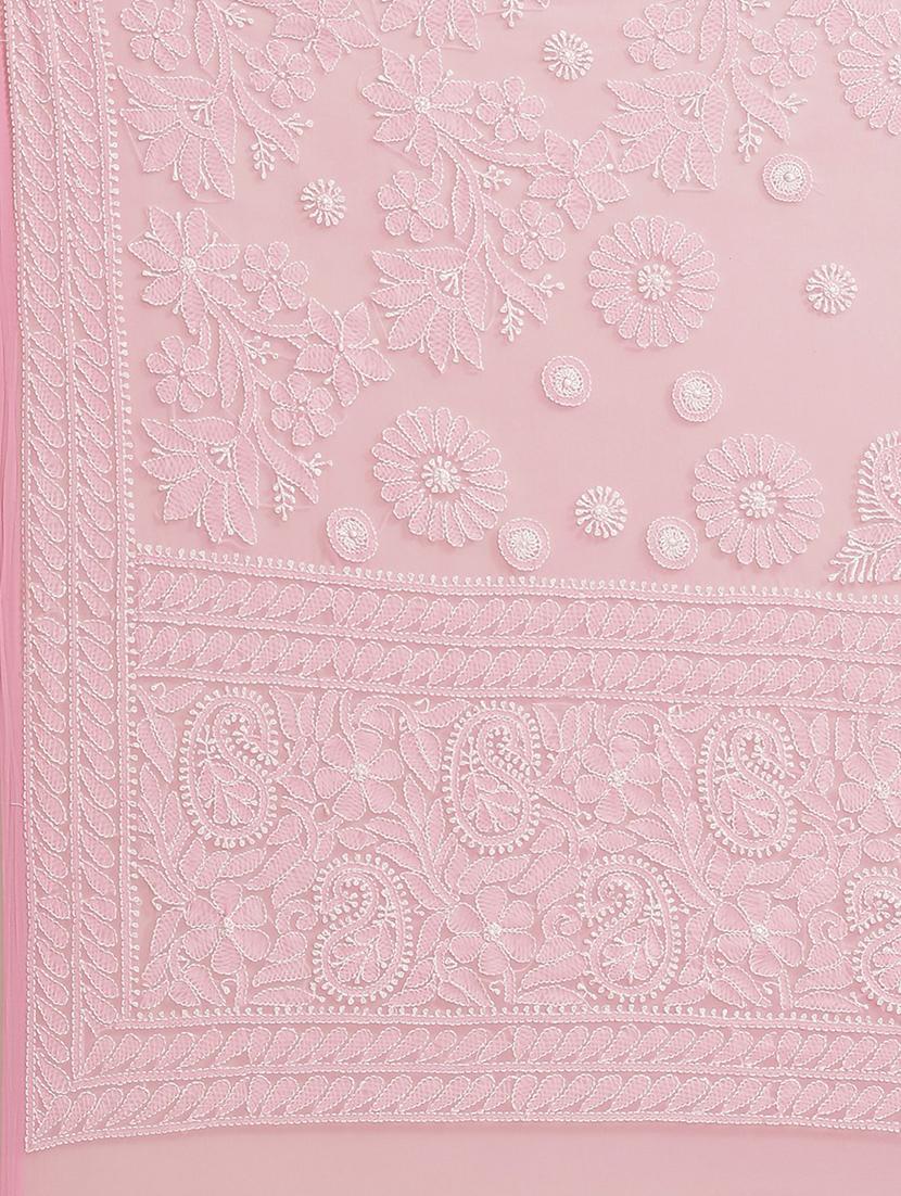 ada hand-embroidered pink chikankari saree with blouse - 17697477 - Standard Image - 4