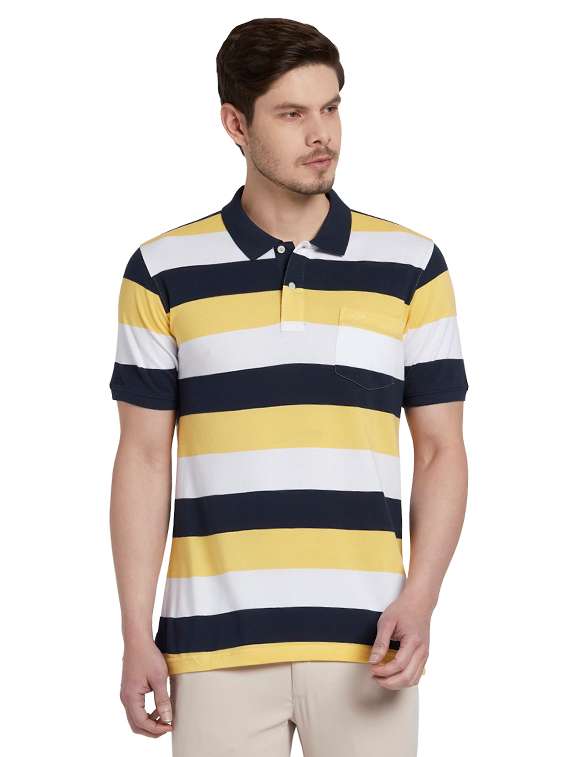 yellow striped polo t-shirt