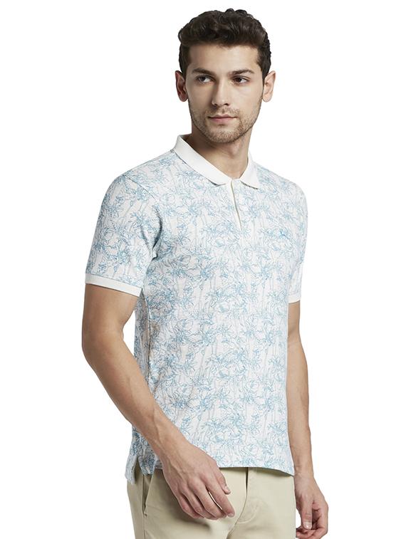 white printed polo t-shirt - 17697841 - Standard Image - 1