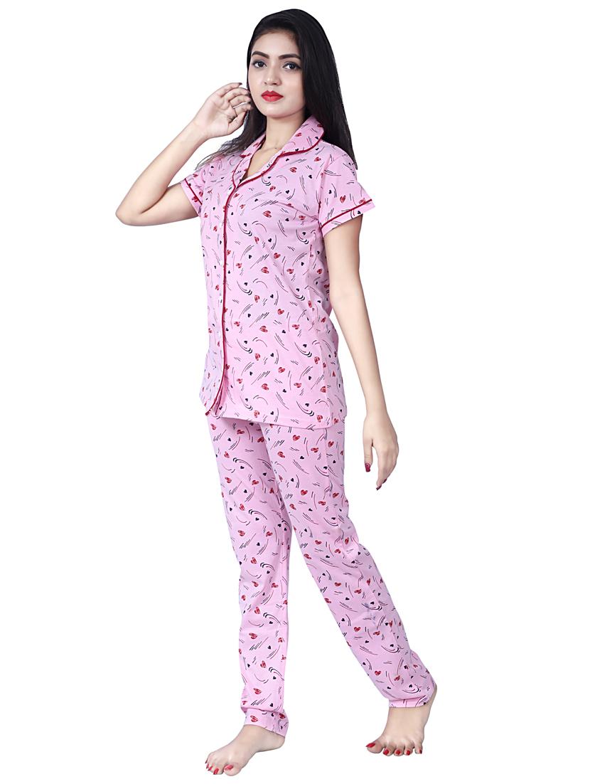pink printed nightwear pajama set - 17698203 - Standard Image - 1
