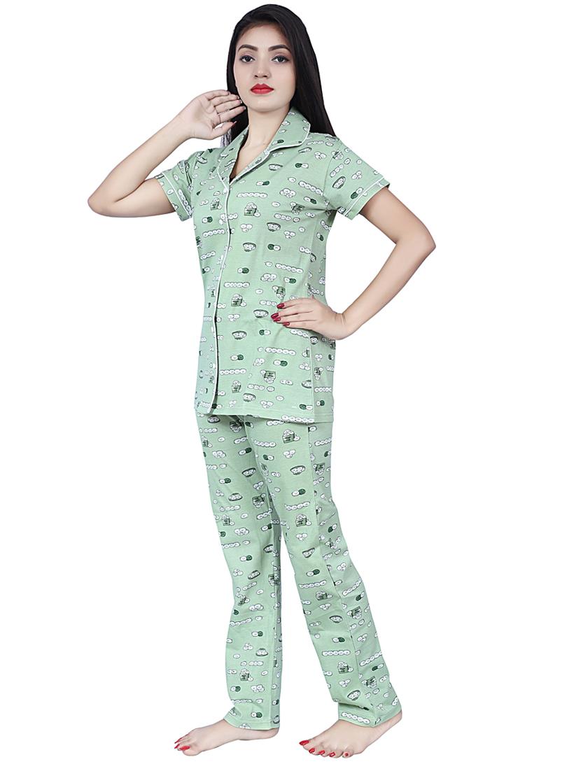 green printed nightwear pajama set  - 17698208 -  Standard Image - 1