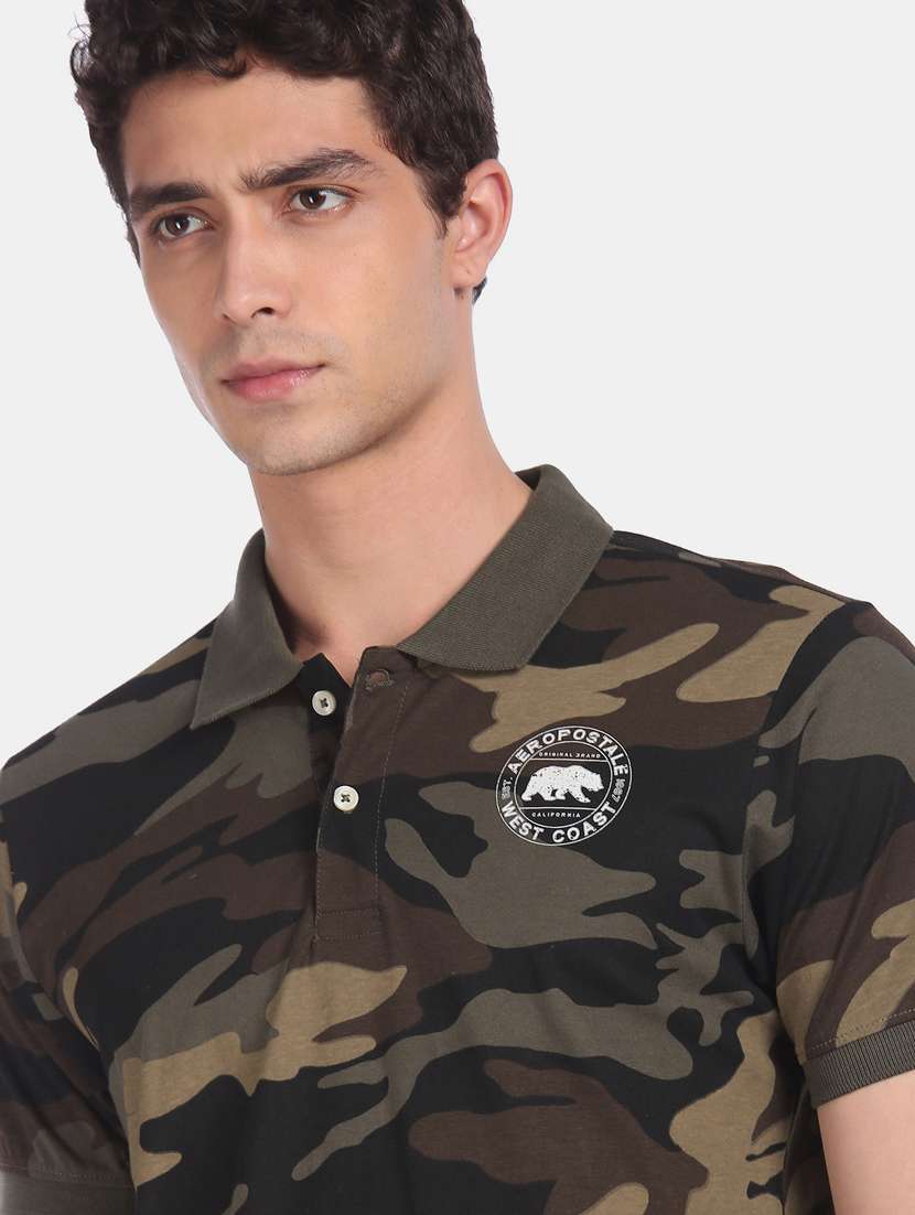 olive green camouflage polo t-shirt - 17705446 -  Standard Image - 4