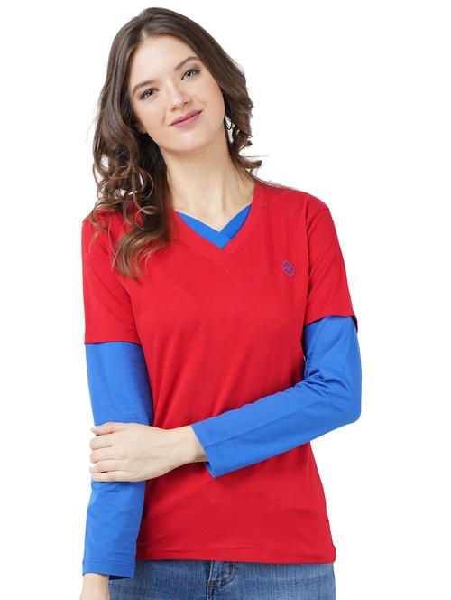 women's color block v neck t-shirt - 17707244 - Standard Image - 0
