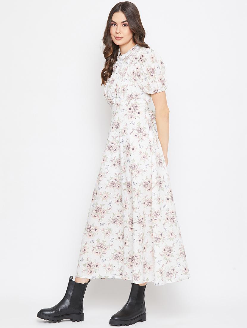 puff sleeved floral maxi dress - 17709280 -  Standard Image - 1
