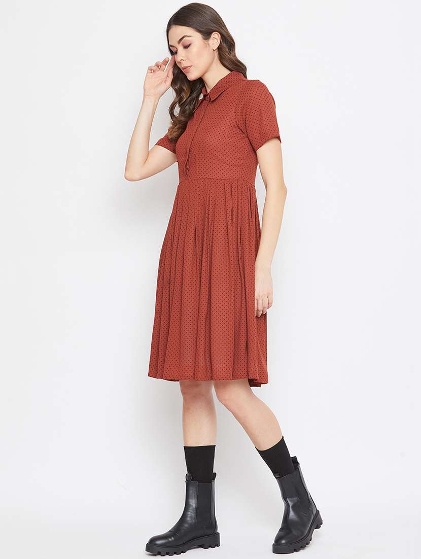 pleated polka dot shirt dress - 17709286 -  Standard Image - 1