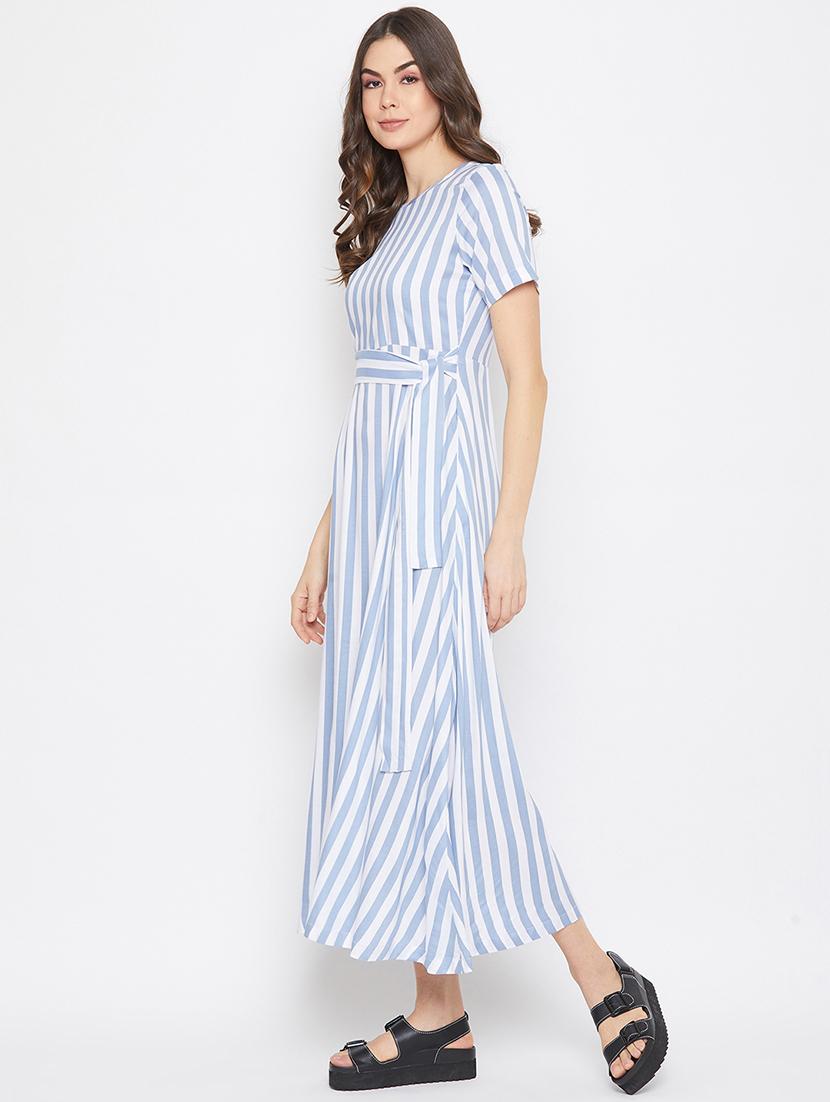 tie front striped maxi dress - 17709287 - Standard Image - 1