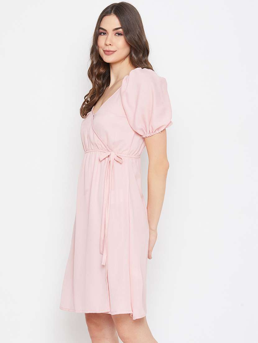 tie front solid flared dress - 17709289 -  Standard Image - 1