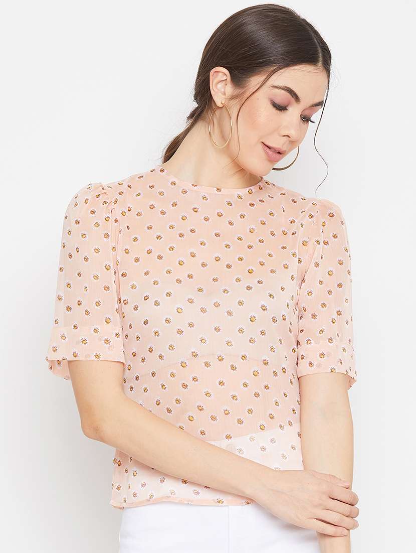 round neck floral top 
