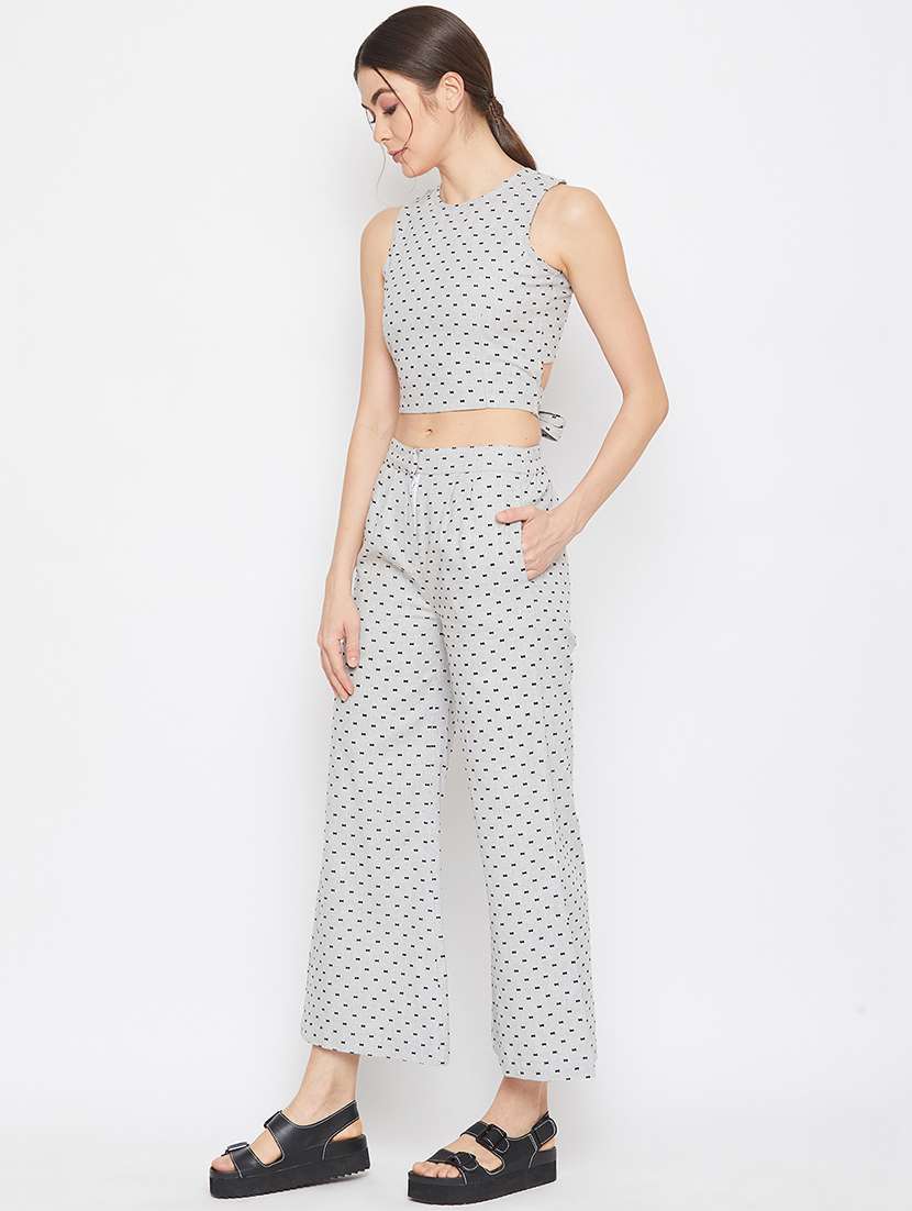 tie back crop top with trouser set  - 17709309 -  Standard Image - 1