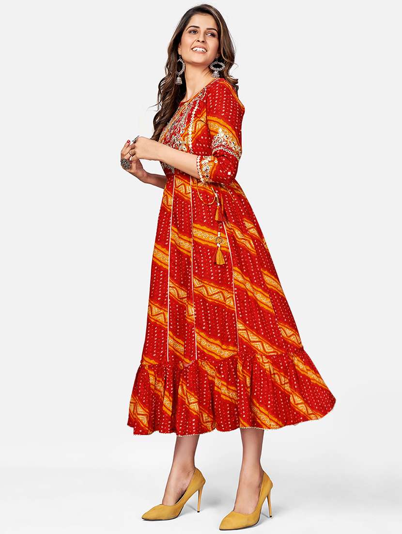 women bandhani tierd ethnic dress - 17709334 -  Standard Image - 1