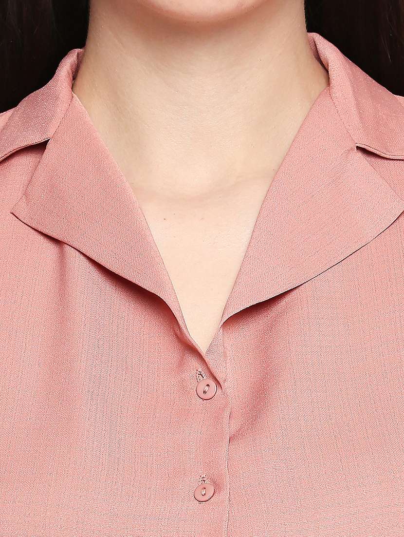 beige solid crop shirt - 17709503 -  Standard Image - 4