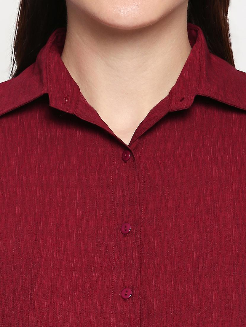 maroon solid regular shirt - 17709506 -  Standard Image - 4