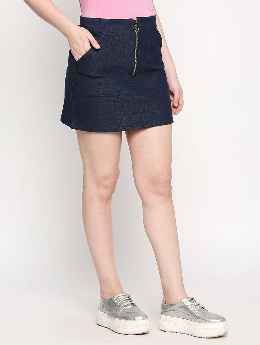 high rise denim skirt - 17709552 - Standard Image - 1