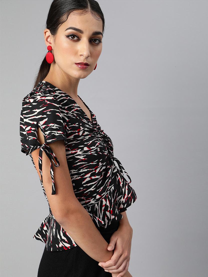 women's blouson v neck top - 17710080 - Standard Image - 1
