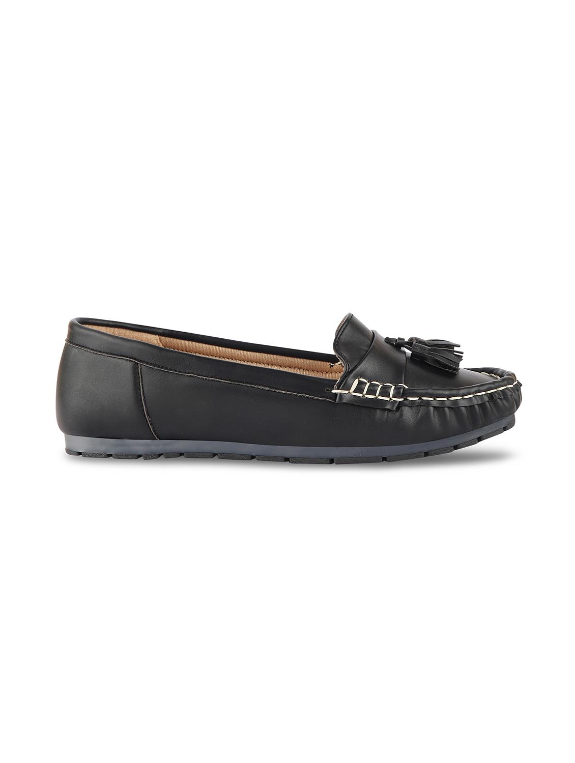 black synthetic slip on loafers - 17710122 - Standard Image - 1