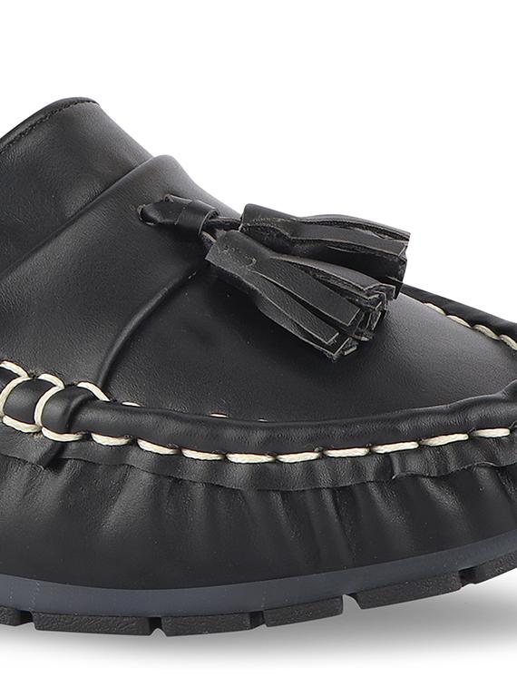 black synthetic slip on loafers - 17710122 - Standard Image - 4