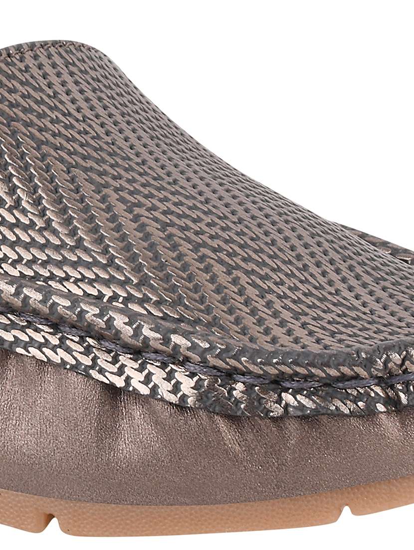 metallic synthetic slip on loafers - 17710125 -  Standard Image - 4