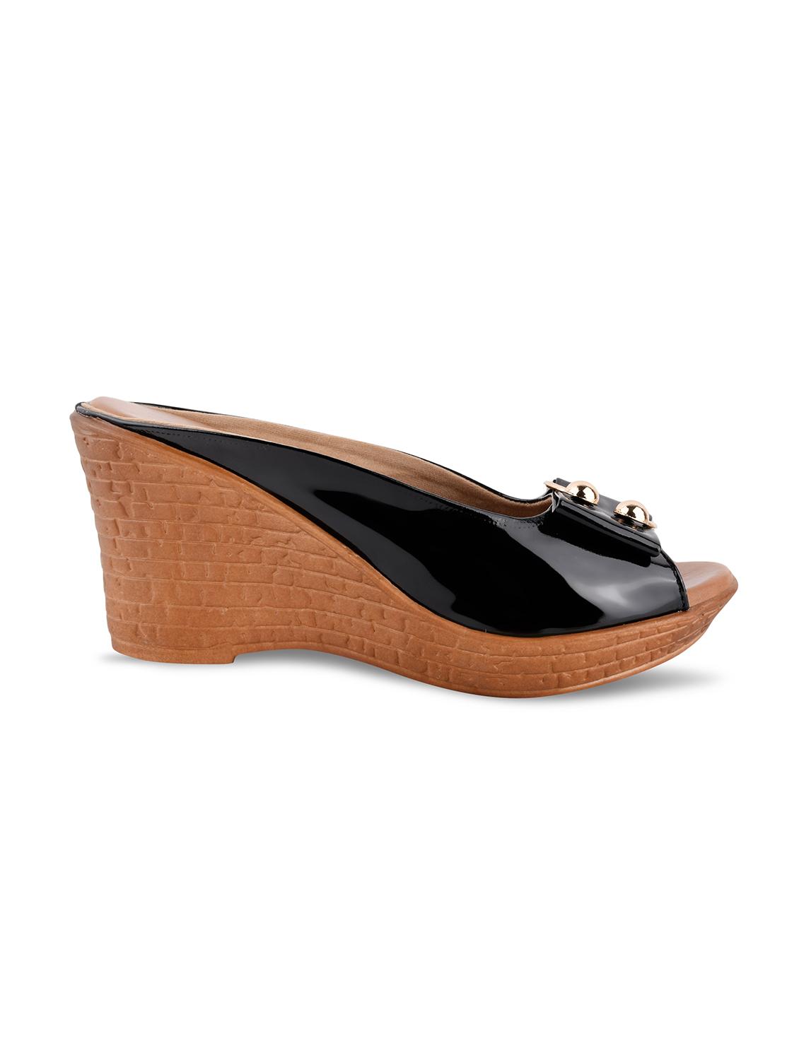 black slip on wedge - 17710396 - Standard Image - 1