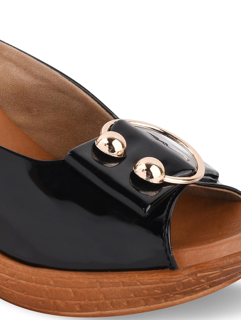 black slip on wedge - 17710396 - Standard Image - 4