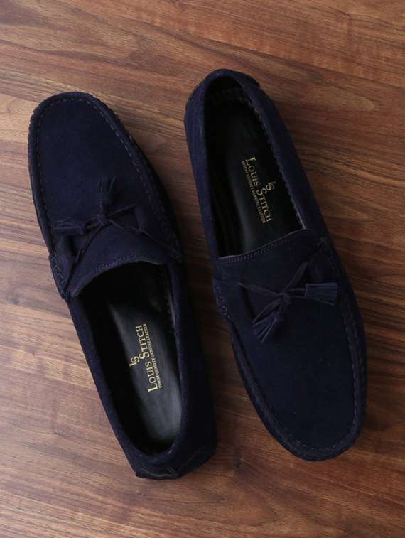 blue slip on  loafer