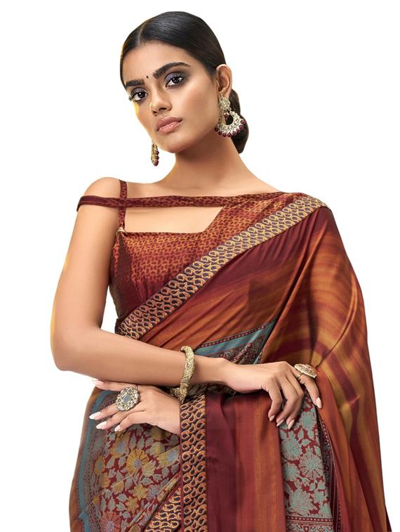 floral printed saree with blouse - 17714773 -  Standard Image - 1