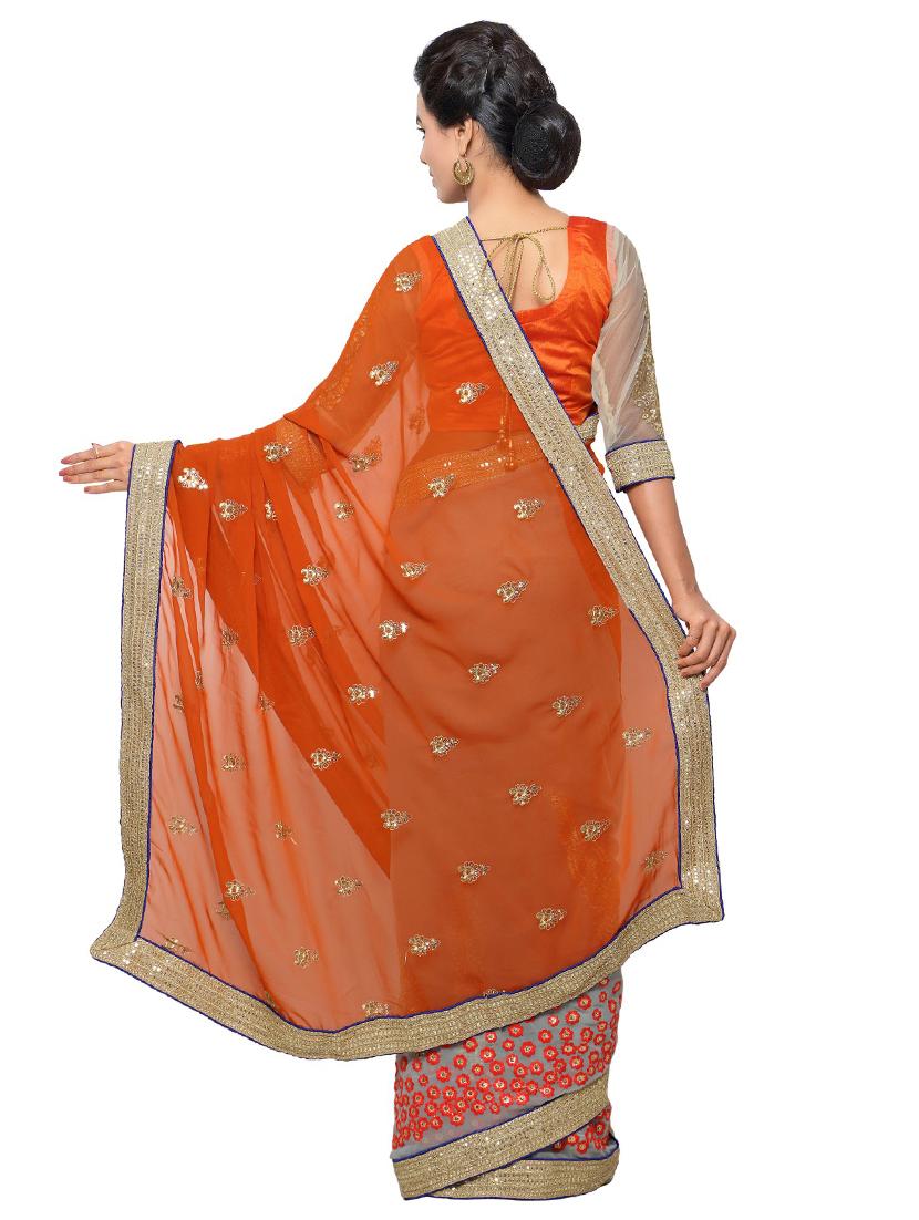 embroidered half & half saree with blouse - 17714776 -  Standard Image - 1