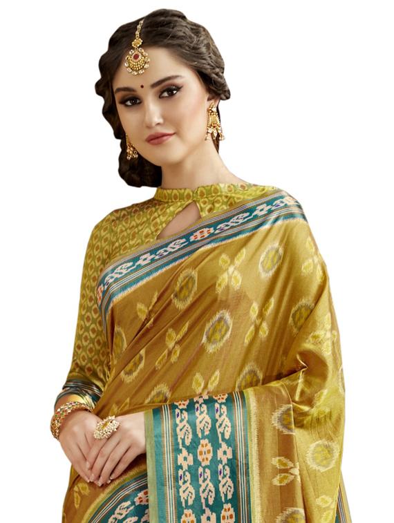 ikat printed saree with blouse - 17714782 - Standard Image - 1