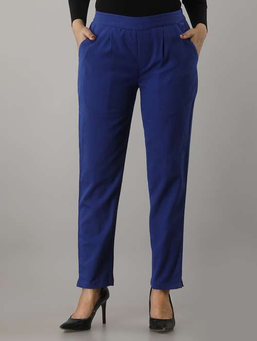 women solid pleated cigarette pants - 17714820 -  Standard Image - 0