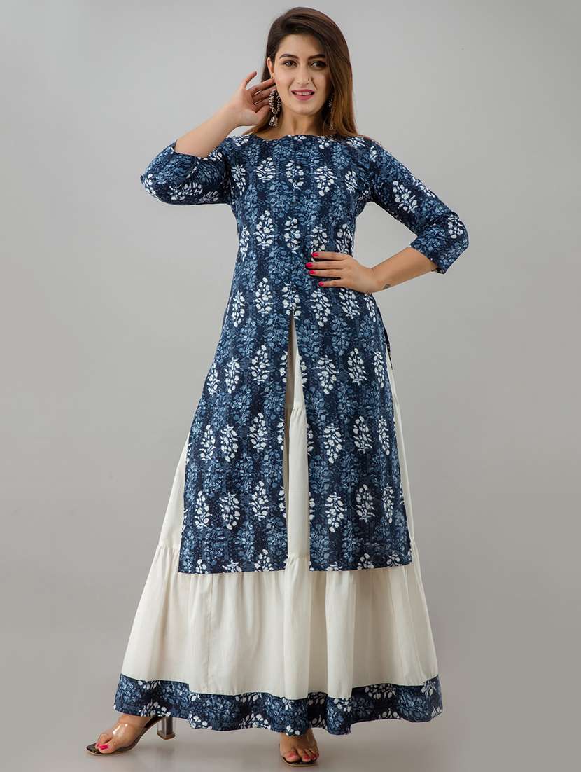 printed kurta skirt set