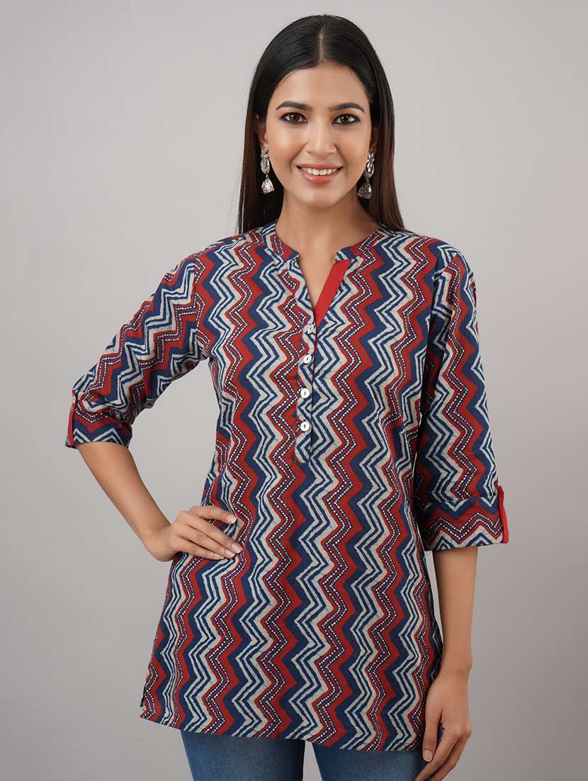 mandarin neck chevron  tunic