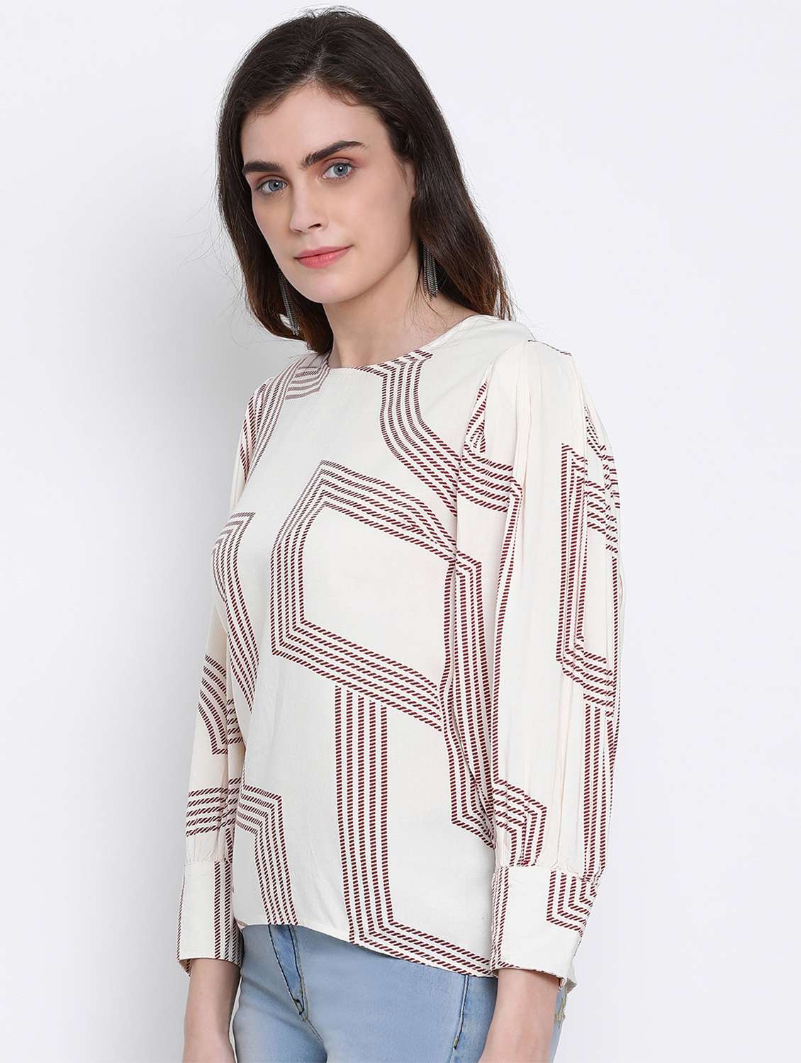 women's straight round neck top - 17715045 - Standard Image - 1