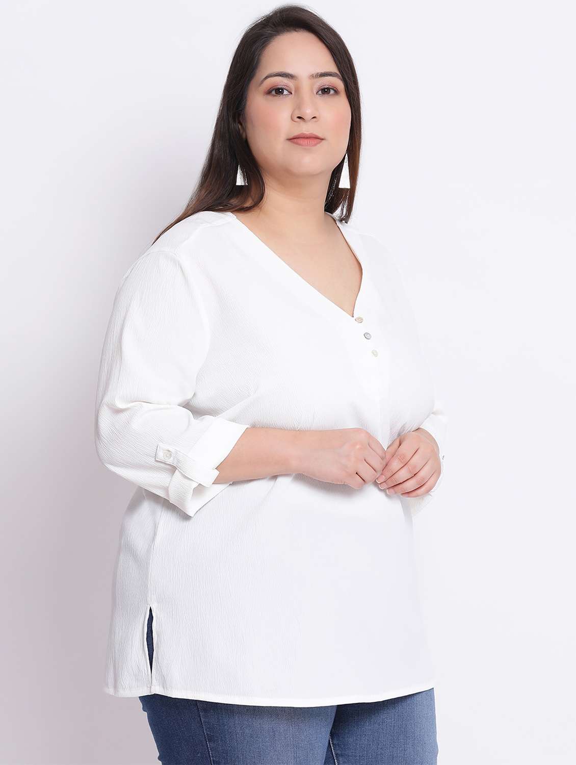 women's straight v neck top - 17715052 -  Standard Image - 1