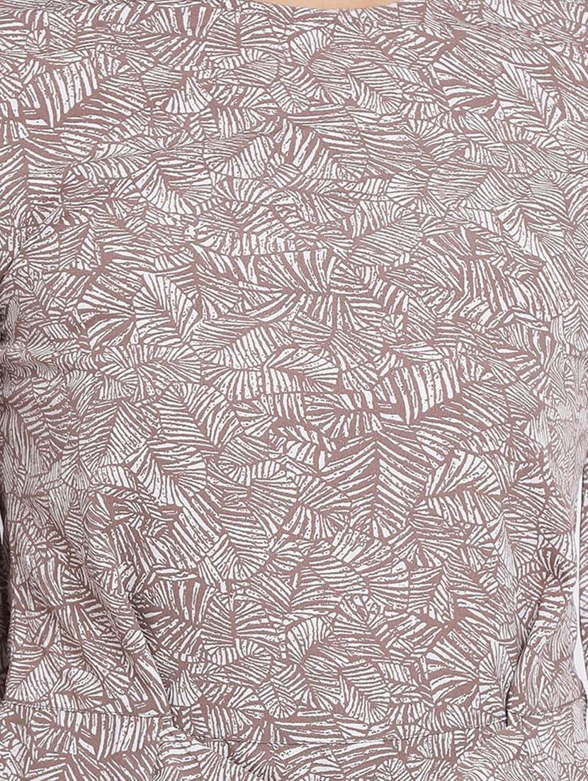 women's grey round neck top - 17715057 - Standard Image - 4
