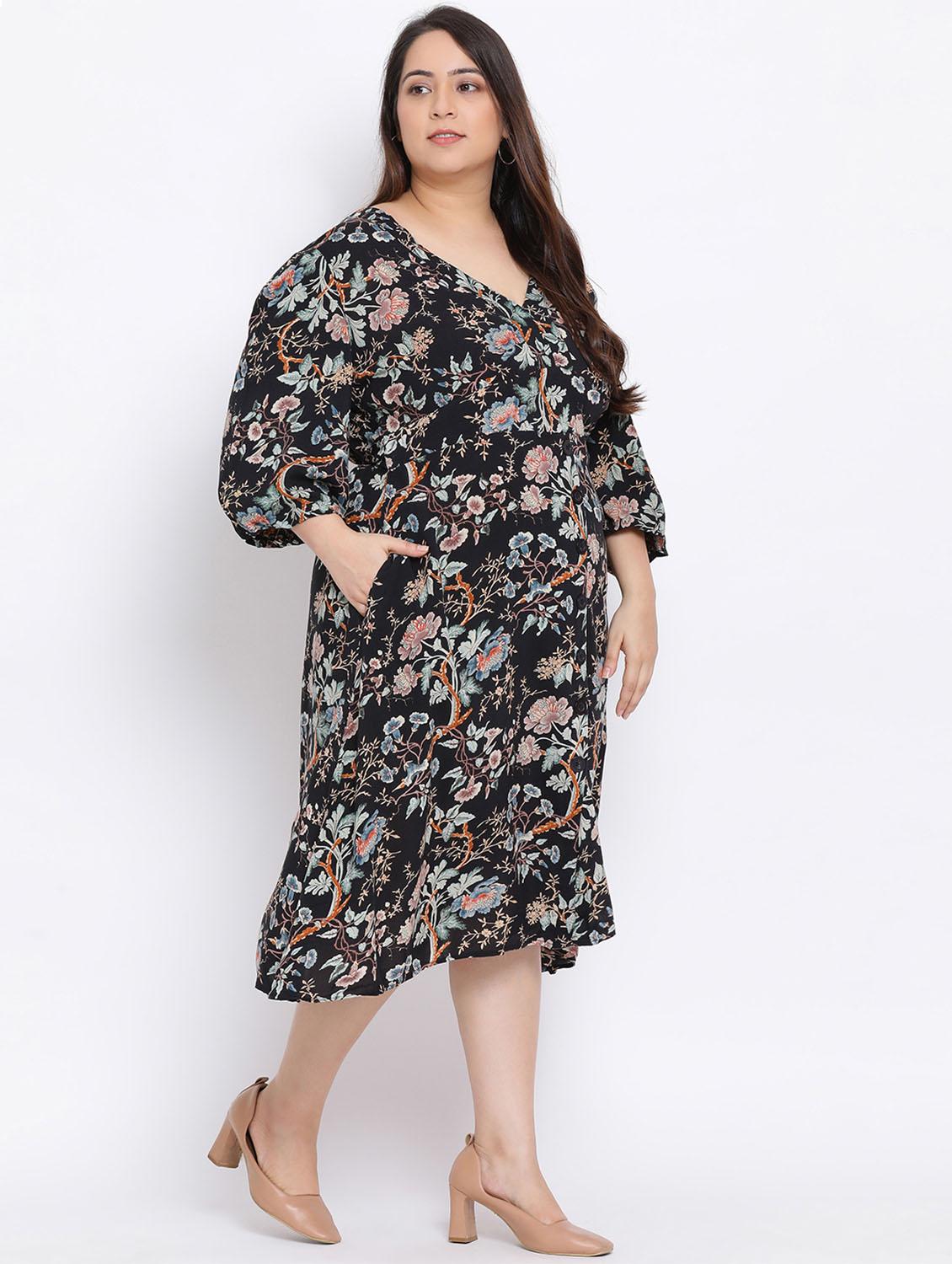 v-neck floral plus dress - 17715084 - Standard Image - 1