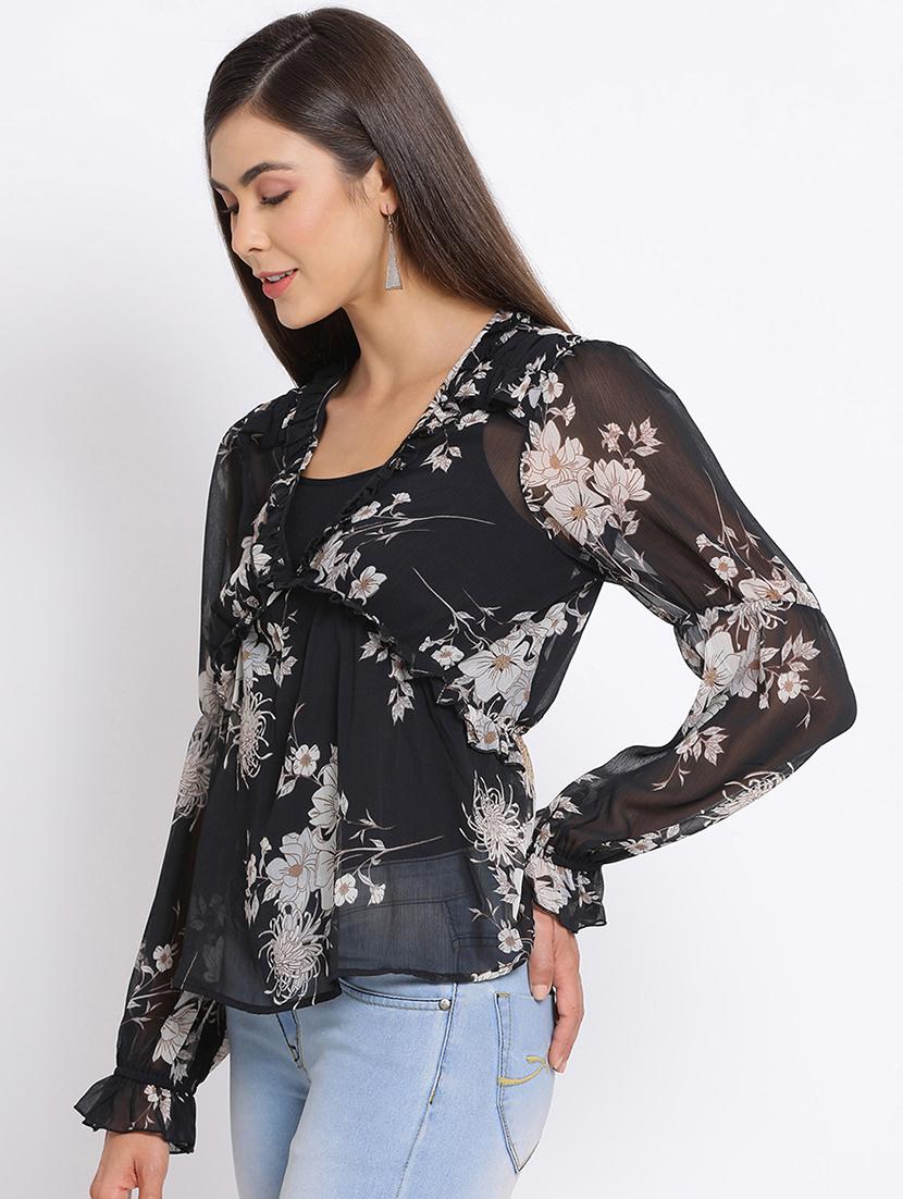 v-neck foral top - 17715178 - Standard Image - 1
