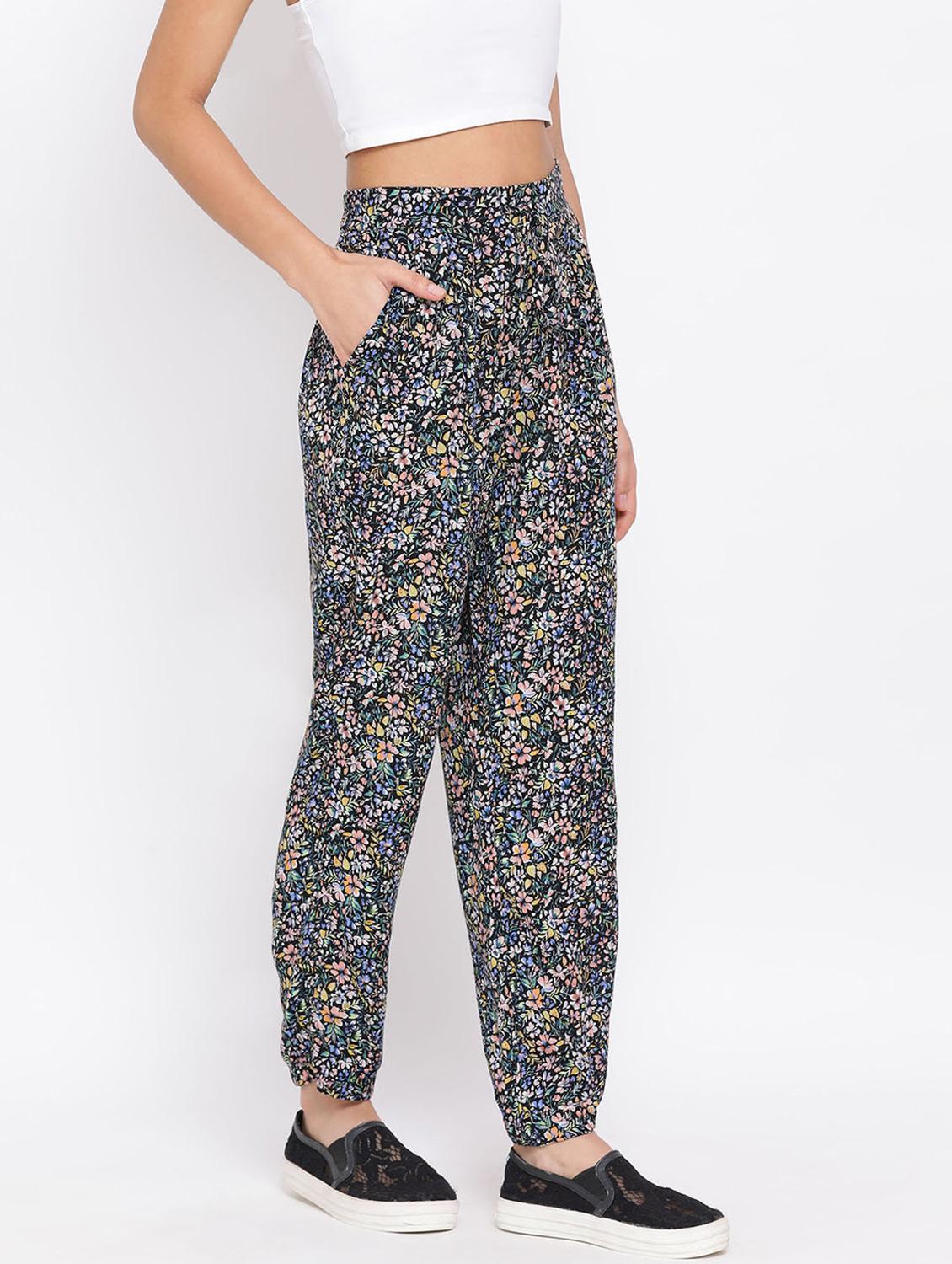 black floral printed flat front trouser - 17715196 - Standard Image - 1