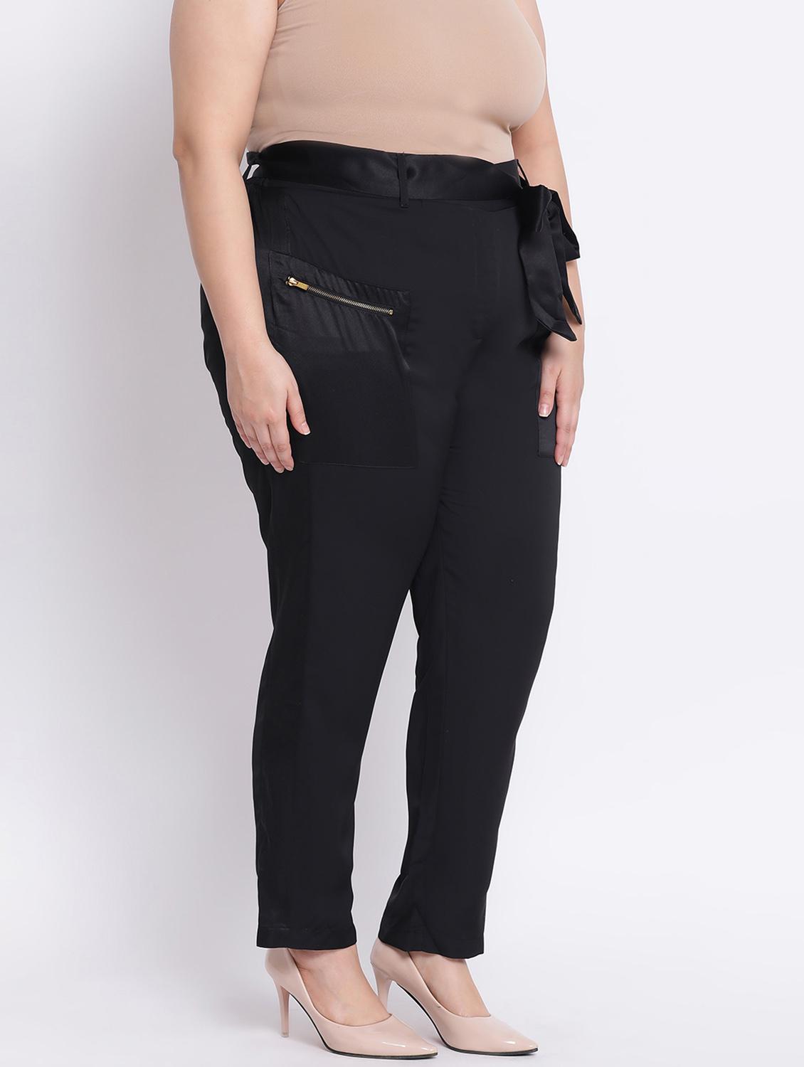 solid black plus size flat front trouser - 17715200 -  Standard Image - 1