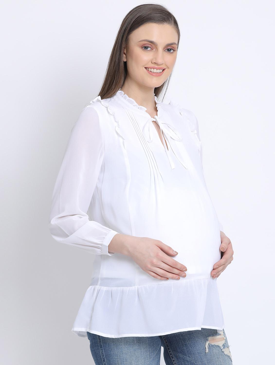tie up neck solid maternity wear top  - 17715217 -  Standard Image - 1