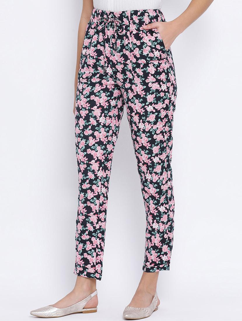 drawstring waist floral trouser - 17715225 - Standard Image - 1
